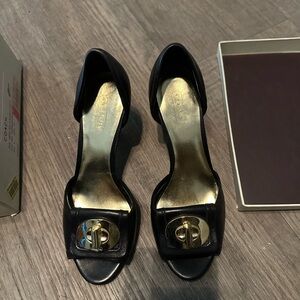 Coach Black Heels with Gold Accent